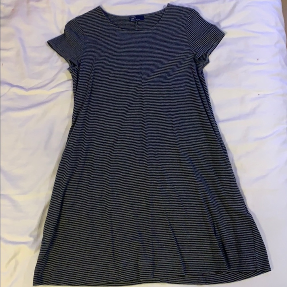 Gap Gray & Black Striped Dress